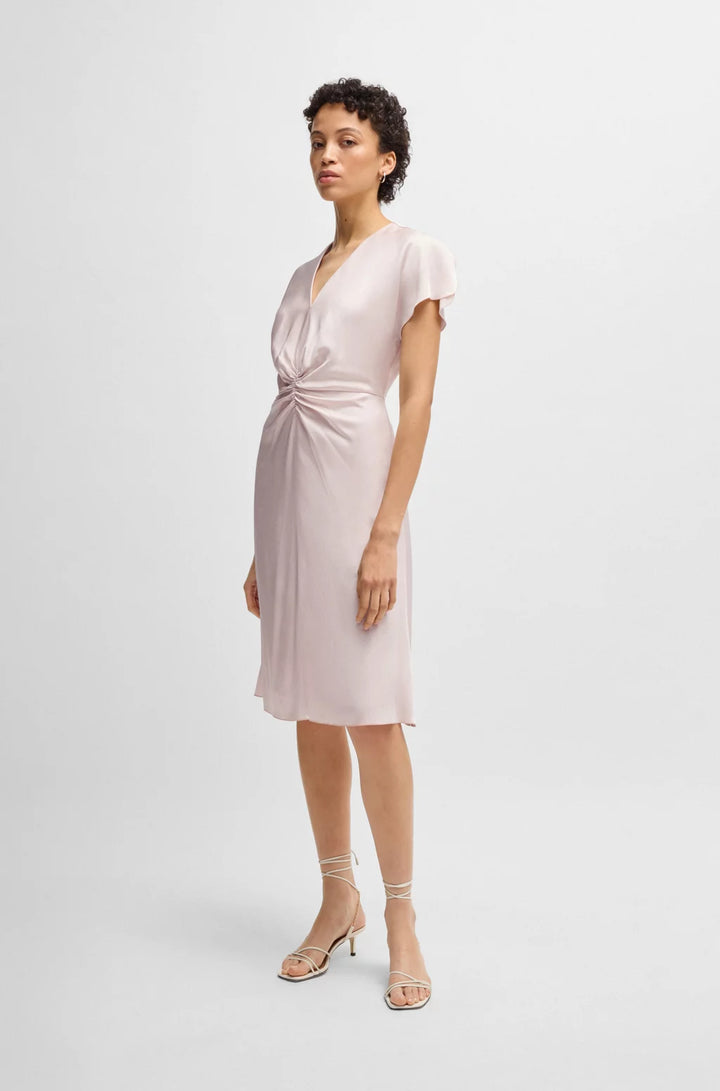 BOSS V-NECK DRESS WITH GATHERED WAISTBAND