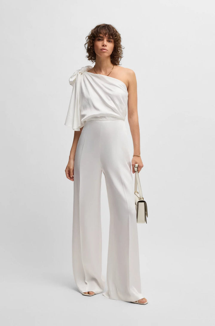 BOSS ONE-SHOULDER JUMPSUIT WITH TIE NECKLINE