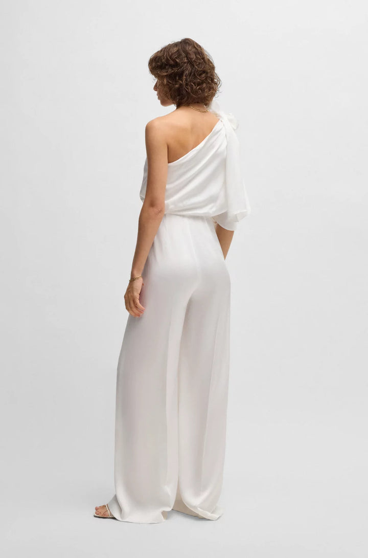 BOSS ONE-SHOULDER JUMPSUIT WITH TIE NECKLINE
