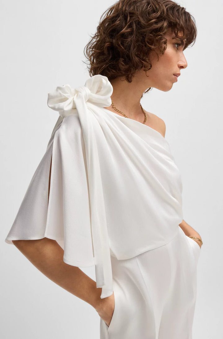 BOSS ONE-SHOULDER JUMPSUIT WITH TIE NECKLINE