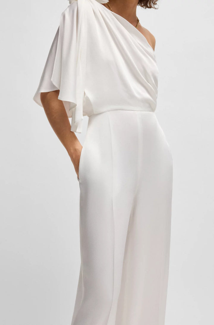 BOSS ONE-SHOULDER JUMPSUIT WITH TIE NECKLINE