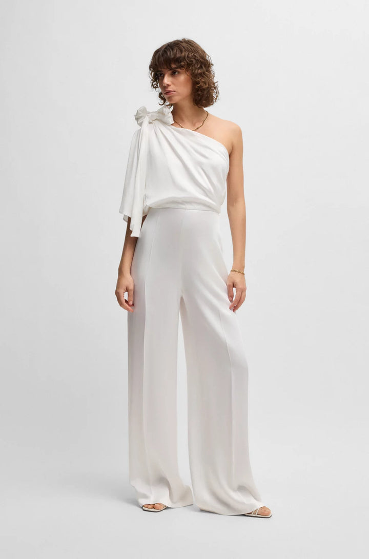 BOSS ONE-SHOULDER JUMPSUIT WITH TIE NECKLINE