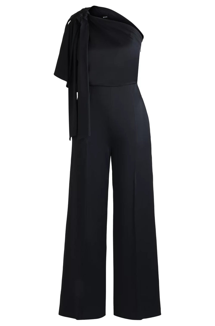 BOSS ONE-SHOULDER JUMPSUIT WITH TIE NECKLINE