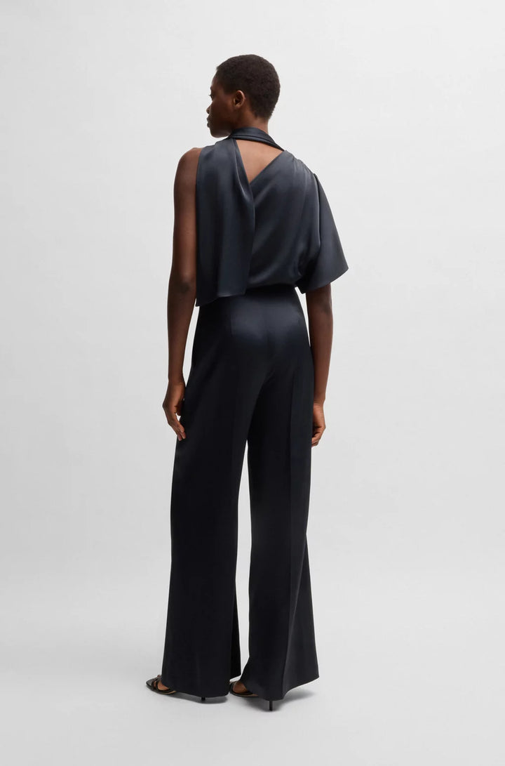 BOSS ONE-SHOULDER JUMPSUIT WITH TIE NECKLINE