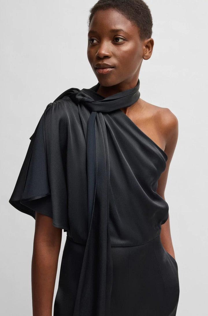 BOSS ONE-SHOULDER JUMPSUIT WITH TIE NECKLINE
