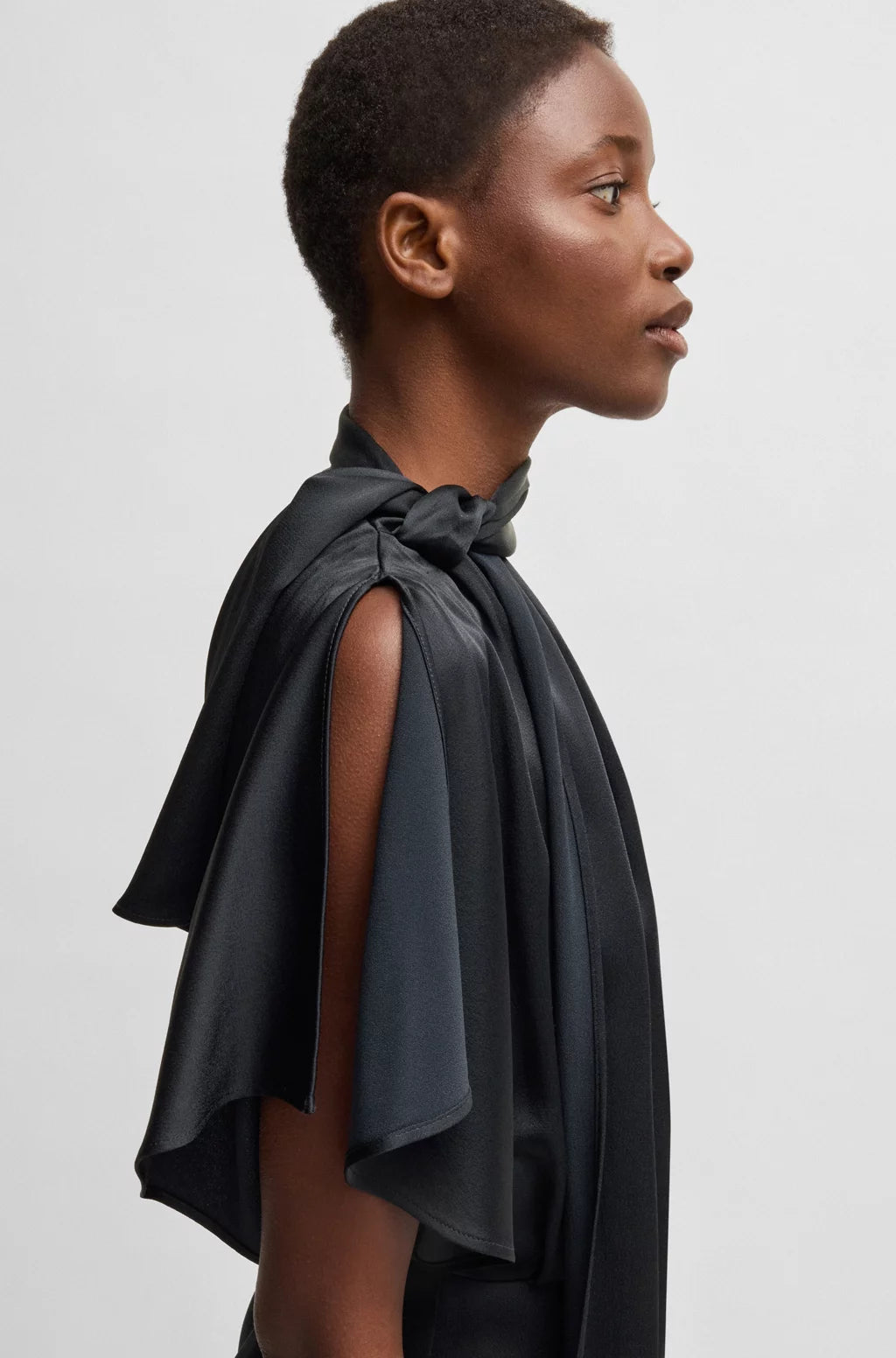BOSS ONE-SHOULDER JUMPSUIT WITH TIE NECKLINE