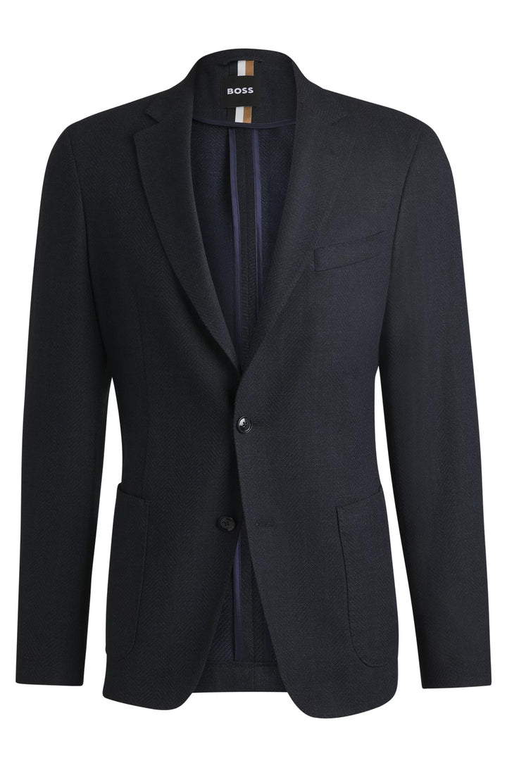 Boss Slim-fit blazer in herringbone cotton