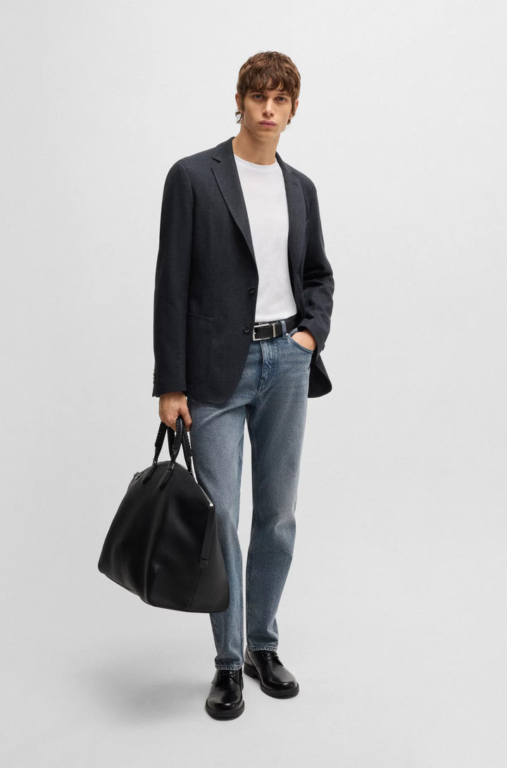 Boss Slim-fit blazer in herringbone cotton
