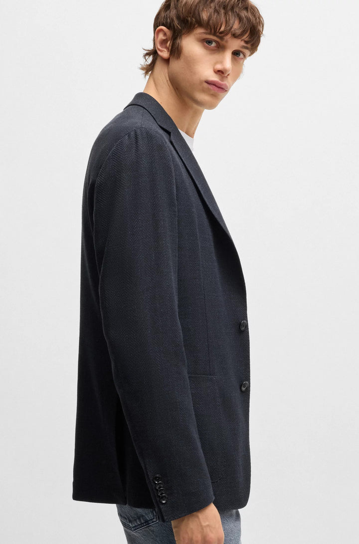 Boss Slim-fit blazer in herringbone cotton
