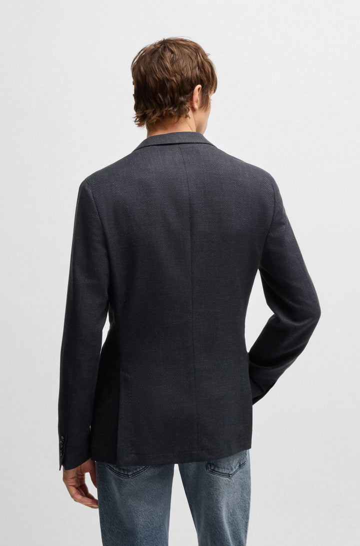 Boss Slim-fit blazer in herringbone cotton