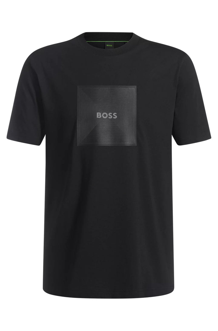 BOSS COTTON-JERSEY T-SHIRT WITH FINELINE LOGO ARTWORK