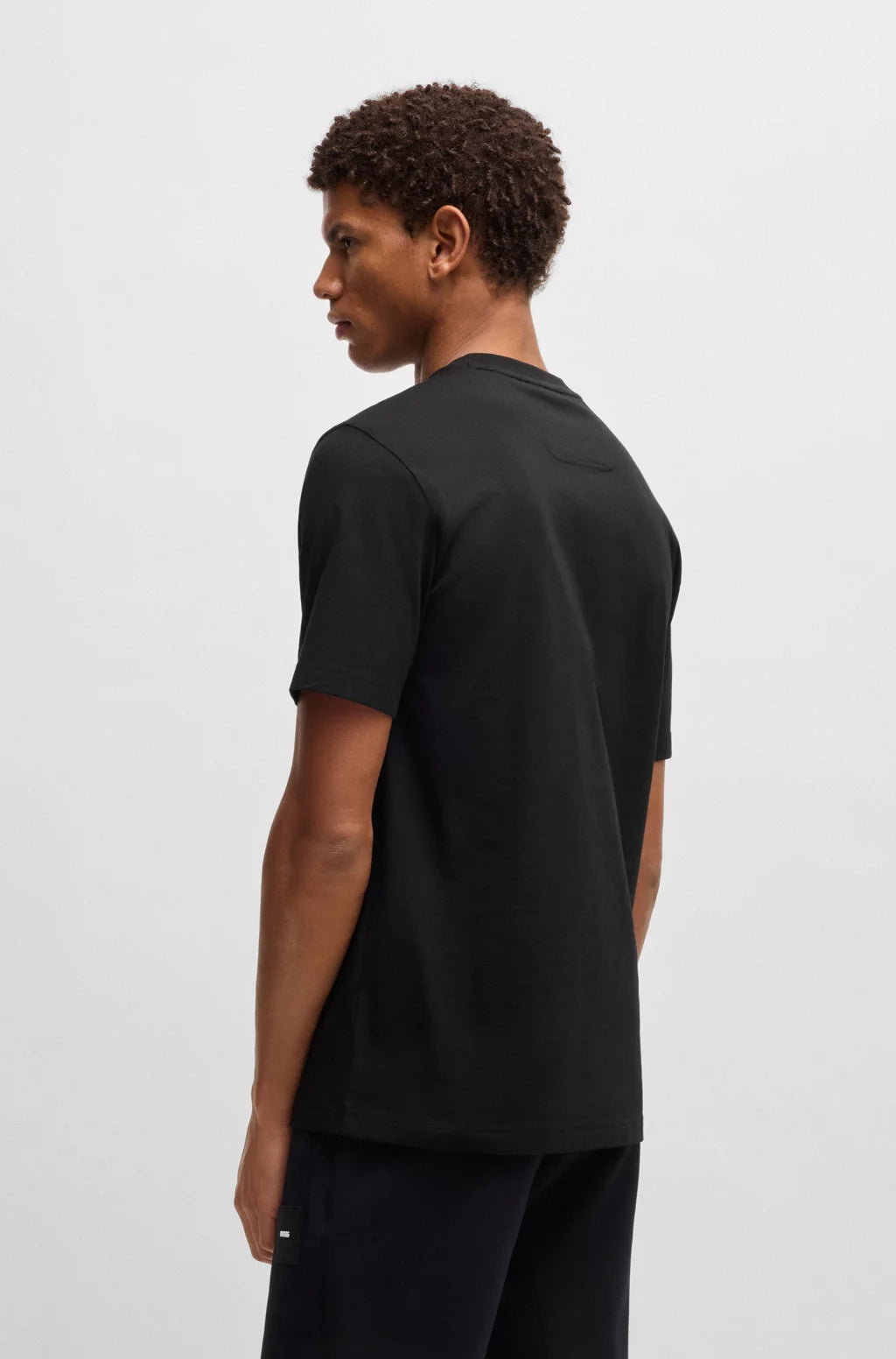 BOSS COTTON-JERSEY T-SHIRT WITH FINELINE LOGO ARTWORK