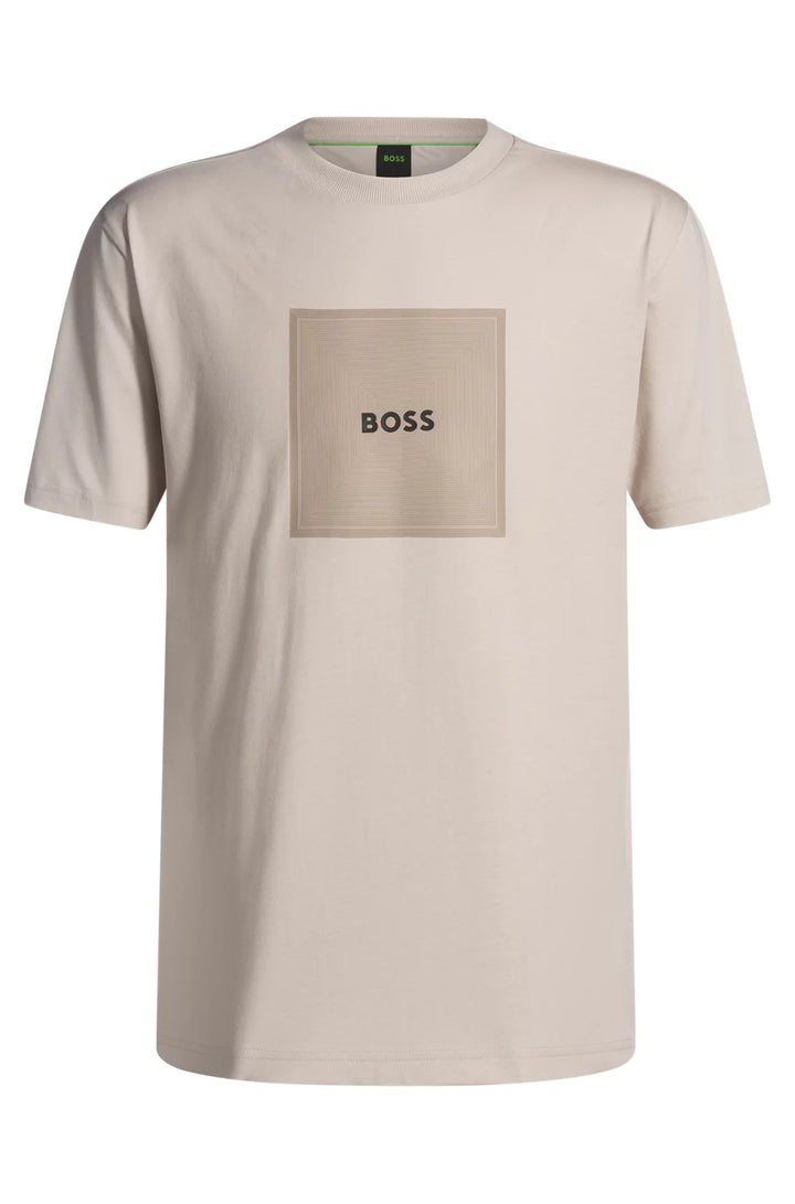 BOSS COTTON-JERSEY T-SHIRT WITH FINELINE LOGO ARTWORK