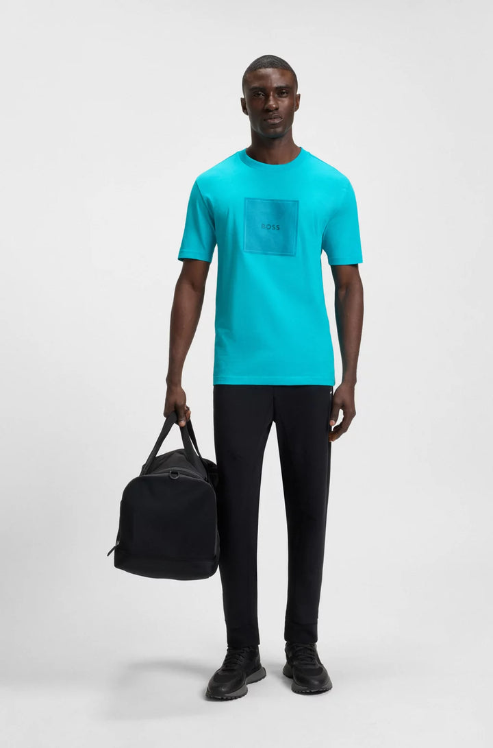 BOSS COTTON-JERSEY T-SHIRT WITH FINELINE LOGO ARTWORK