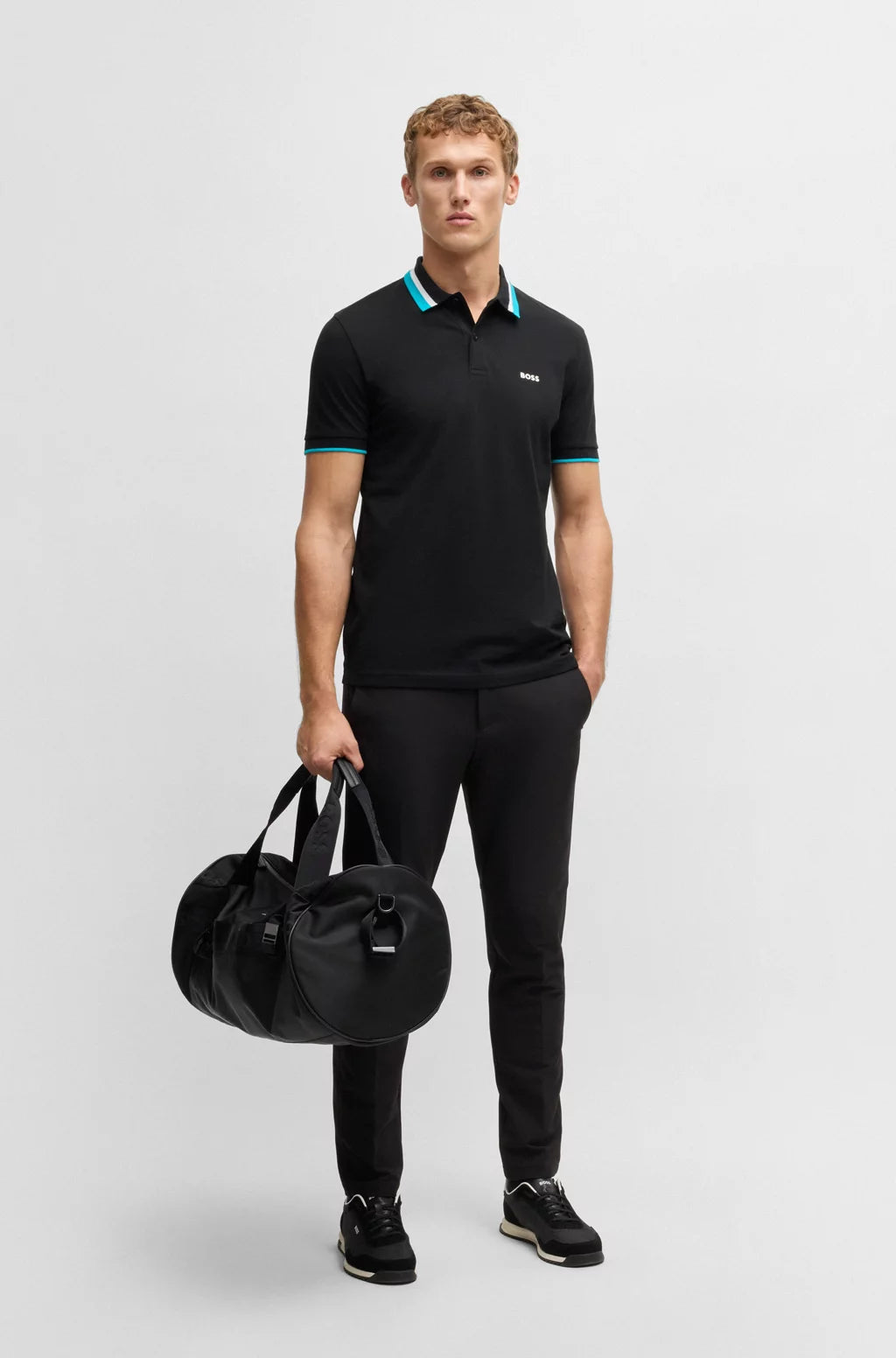 BOSS PADDY ACTIVE POLO SHIRT WITH CONTRAST STRIPES
