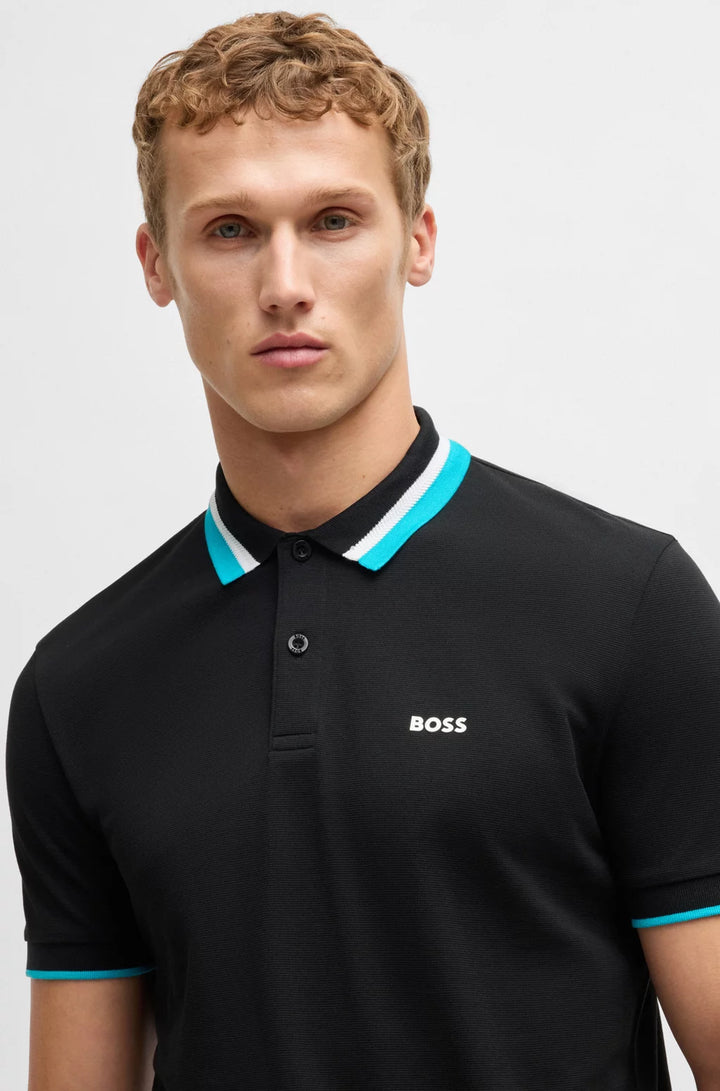 BOSS PADDY ACTIVE POLO SHIRT WITH CONTRAST STRIPES