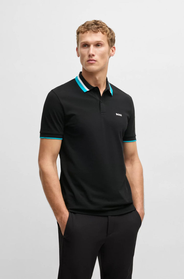BOSS PADDY ACTIVE POLO SHIRT WITH CONTRAST STRIPES