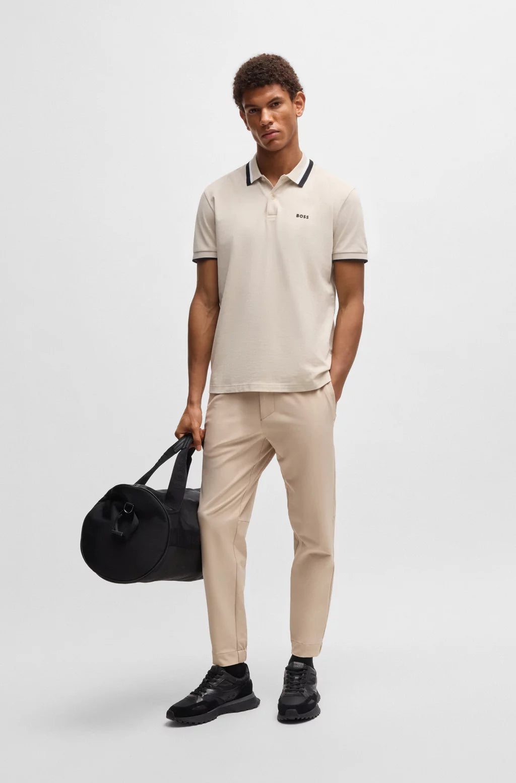 BOSS PADDY ACTIVE POLO SHIRT WITH CONTRAST STRIPES