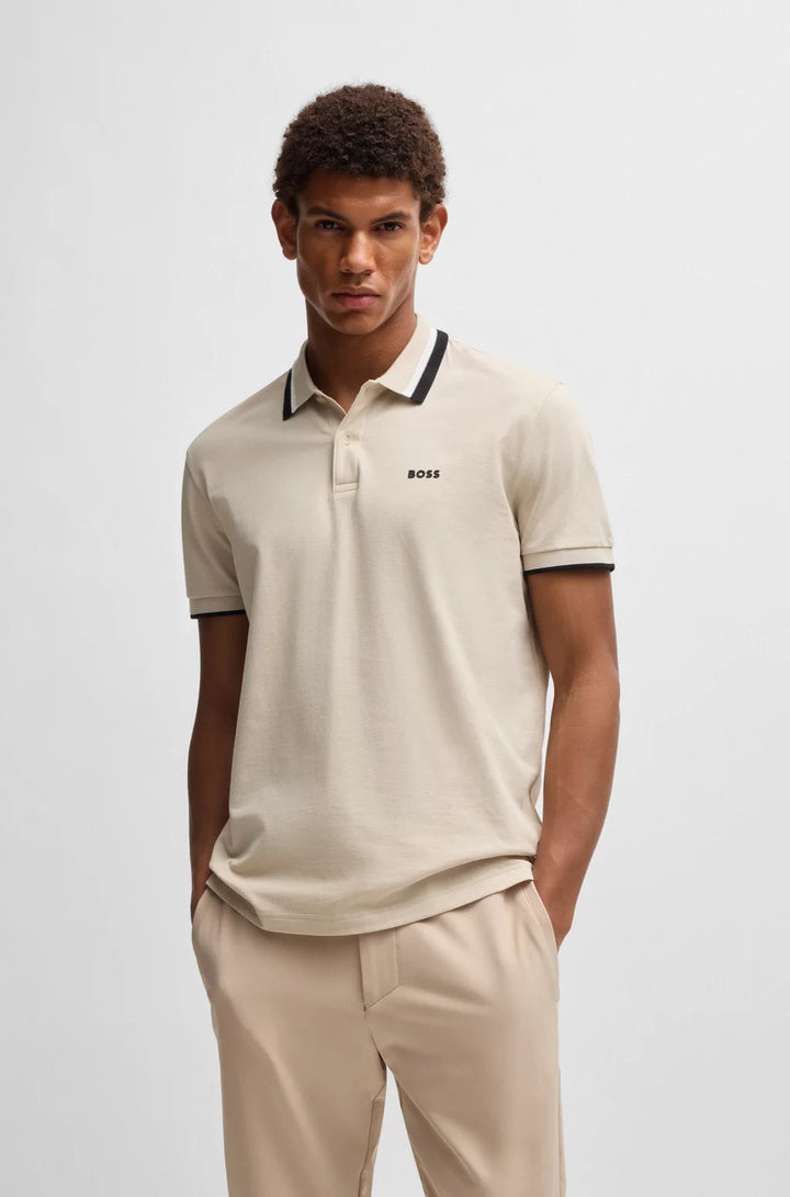 BOSS PADDY ACTIVE POLO SHIRT WITH CONTRAST STRIPES