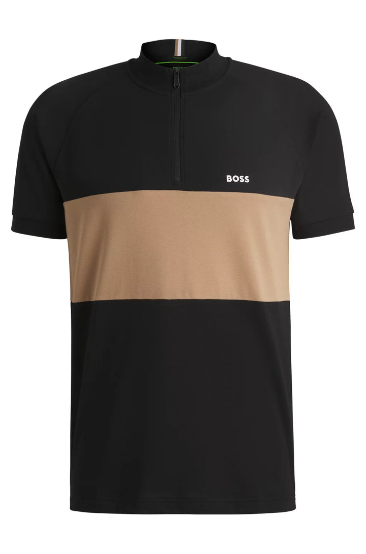 BOSS Active polo shirt with block stripe