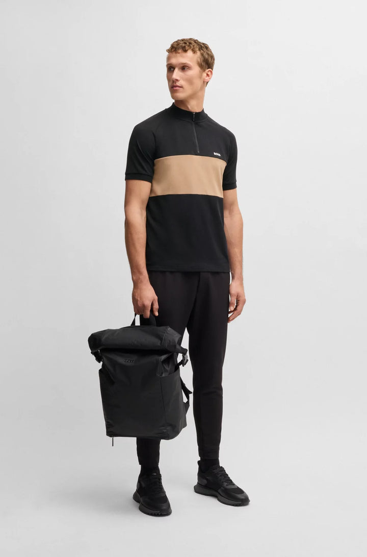 BOSS Active polo shirt with block stripe