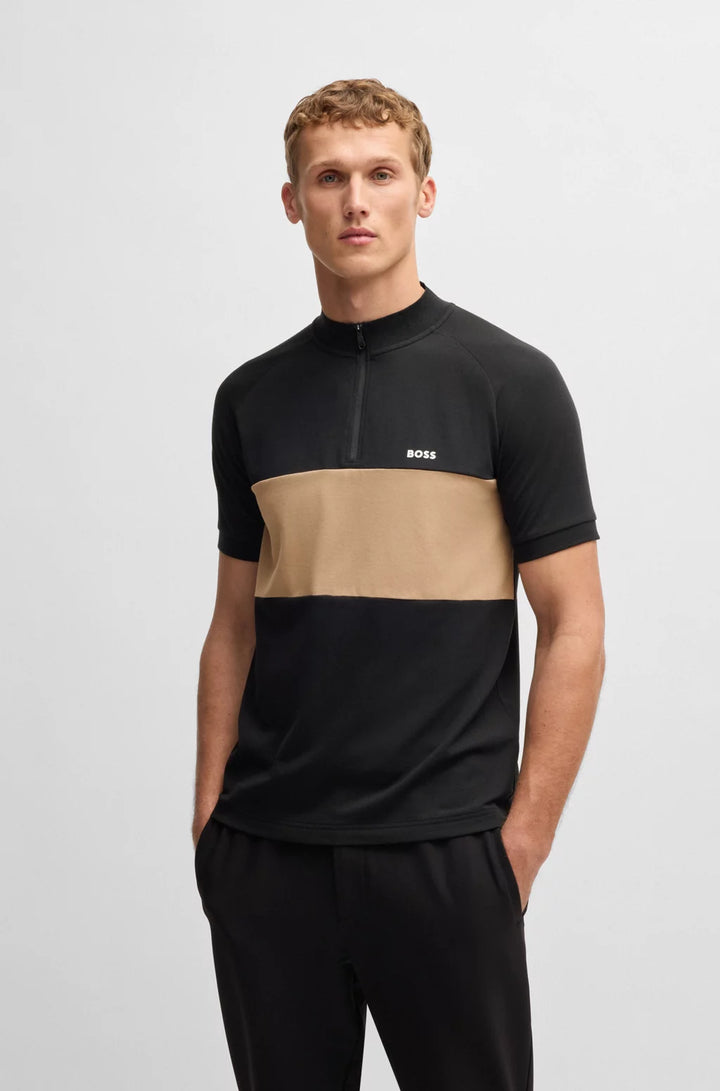 BOSS Active polo shirt with block stripe