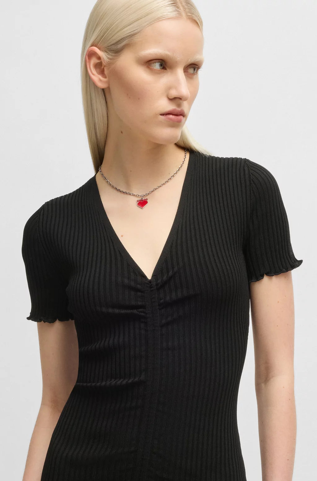 BOSS MAXI DRESS IN HAMMERED SATIN WITH PLISSÉ SKIRT