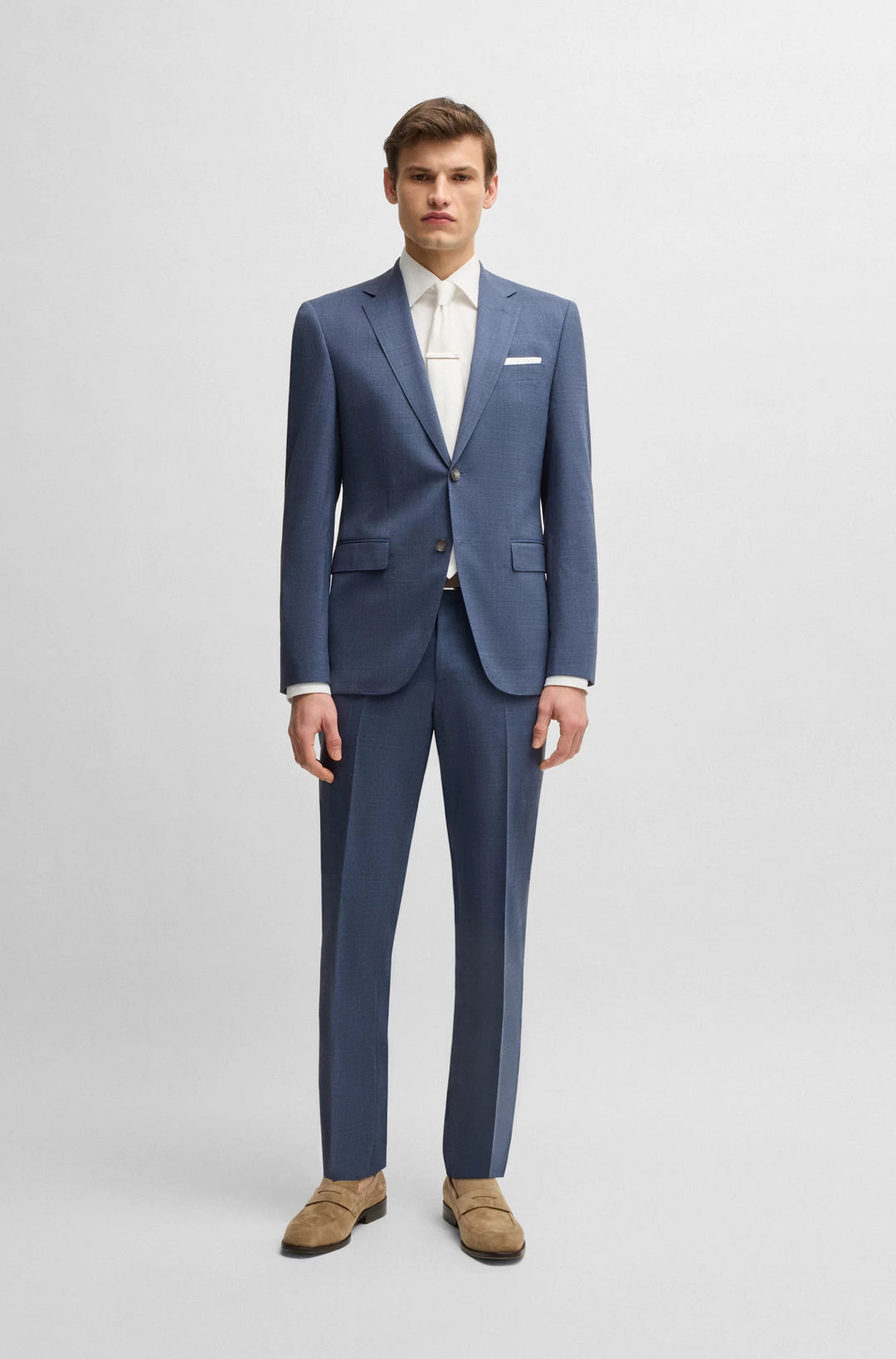 Boss Regular-fit suit in patterned stretch cloth
