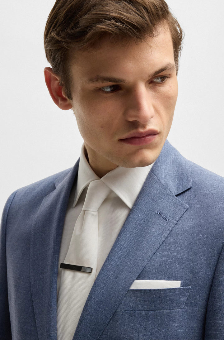 Boss Regular-fit suit in patterned stretch cloth