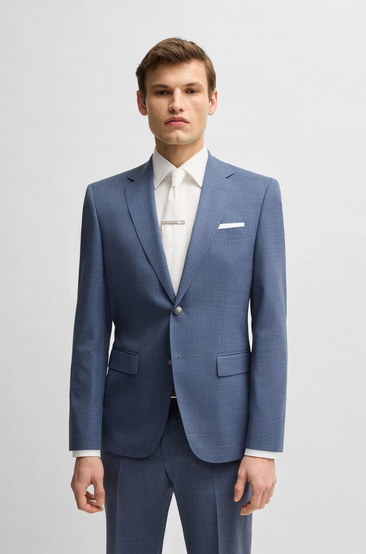 Boss Regular-fit suit in patterned stretch cloth