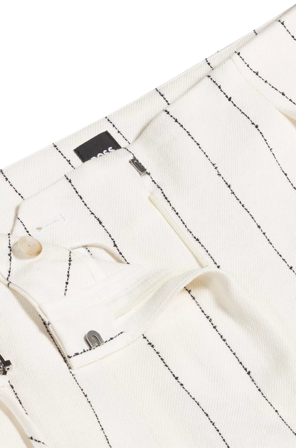 BOSS LOOSE-FIT SUIT TROUSERS IN STRIPED LINEN-BLEND BOUCLÉ