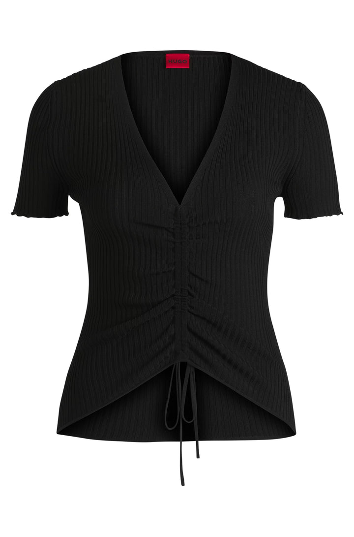 HUGO V-neck top with gathered front