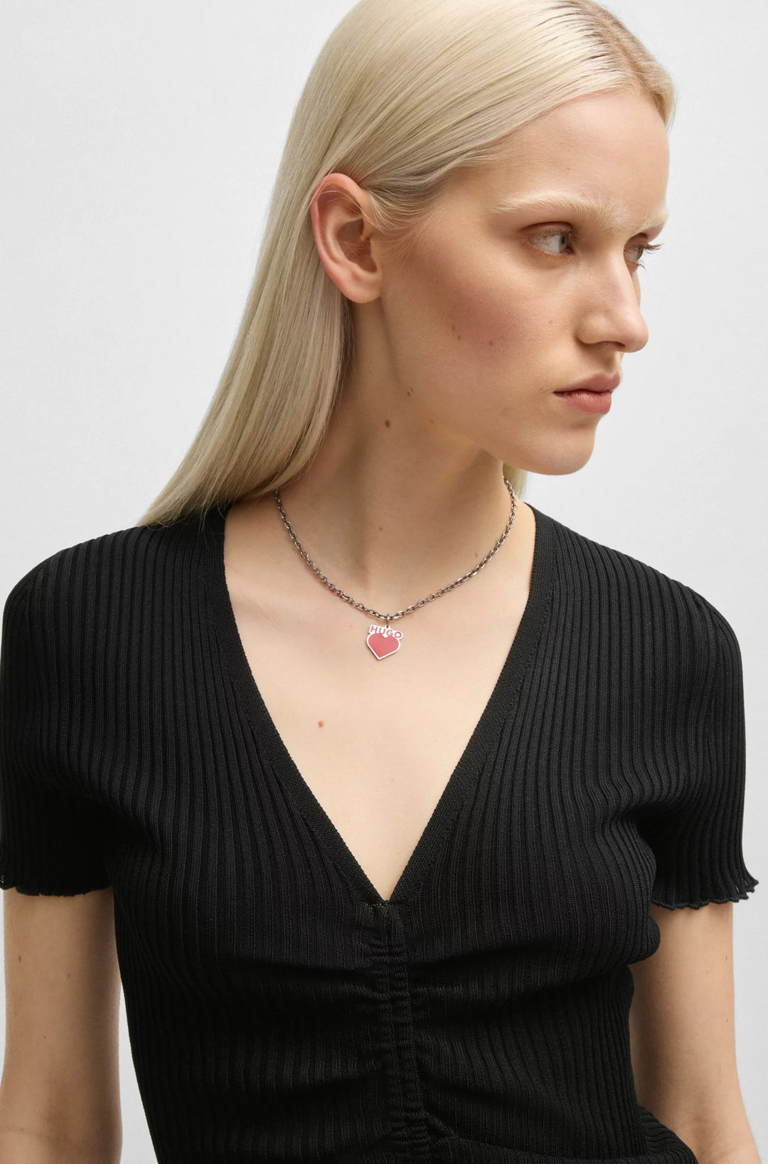 HUGO V-neck top with gathered front