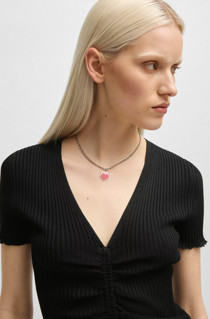 HUGO V-neck top with gathered front