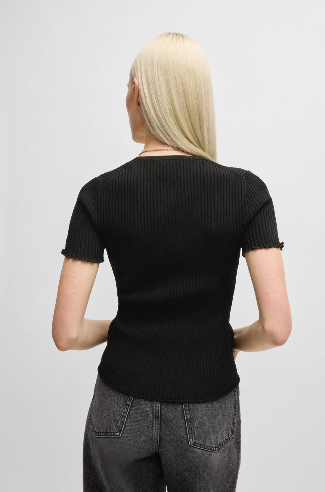 HUGO V-neck top with gathered front