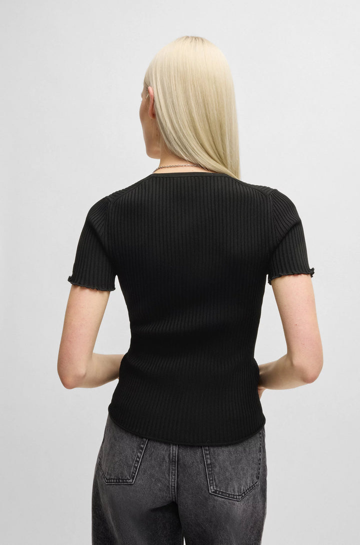 HUGO V-neck top with gathered front