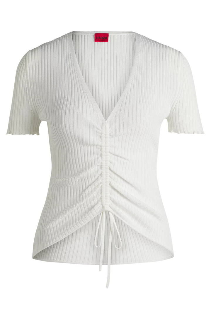 HUGO V-neck top with gathered front