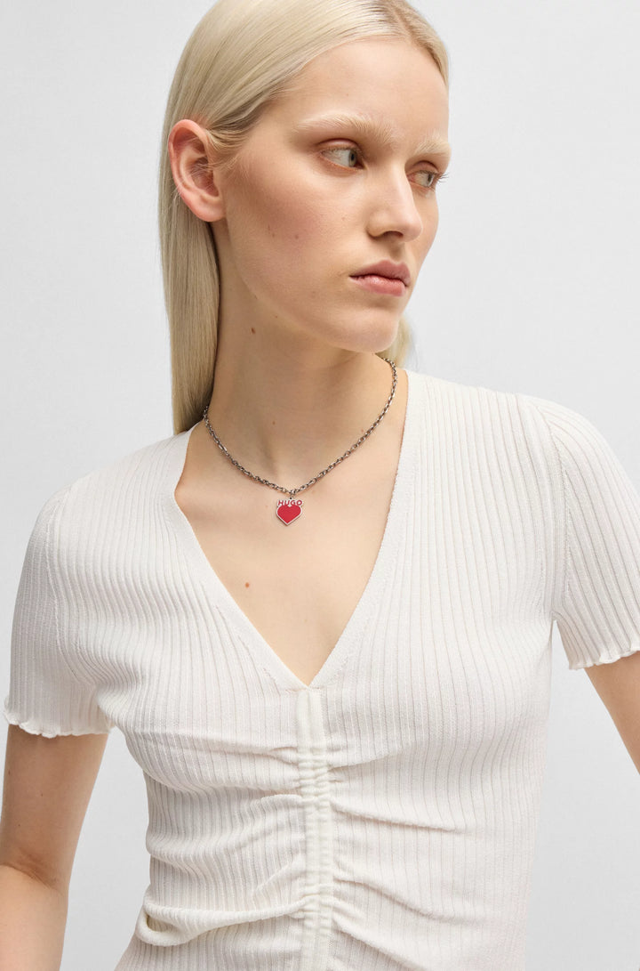 HUGO V-neck top with gathered front