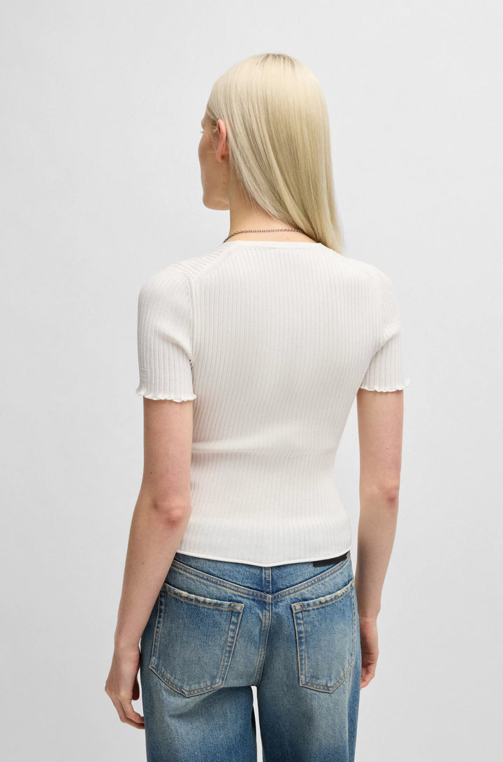 HUGO V-neck top with gathered front