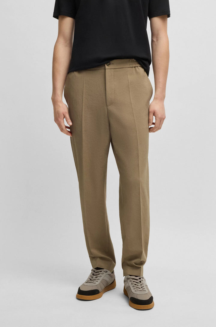 Hugo Slim-fit trousers in melange wrinkle-resistant fabric