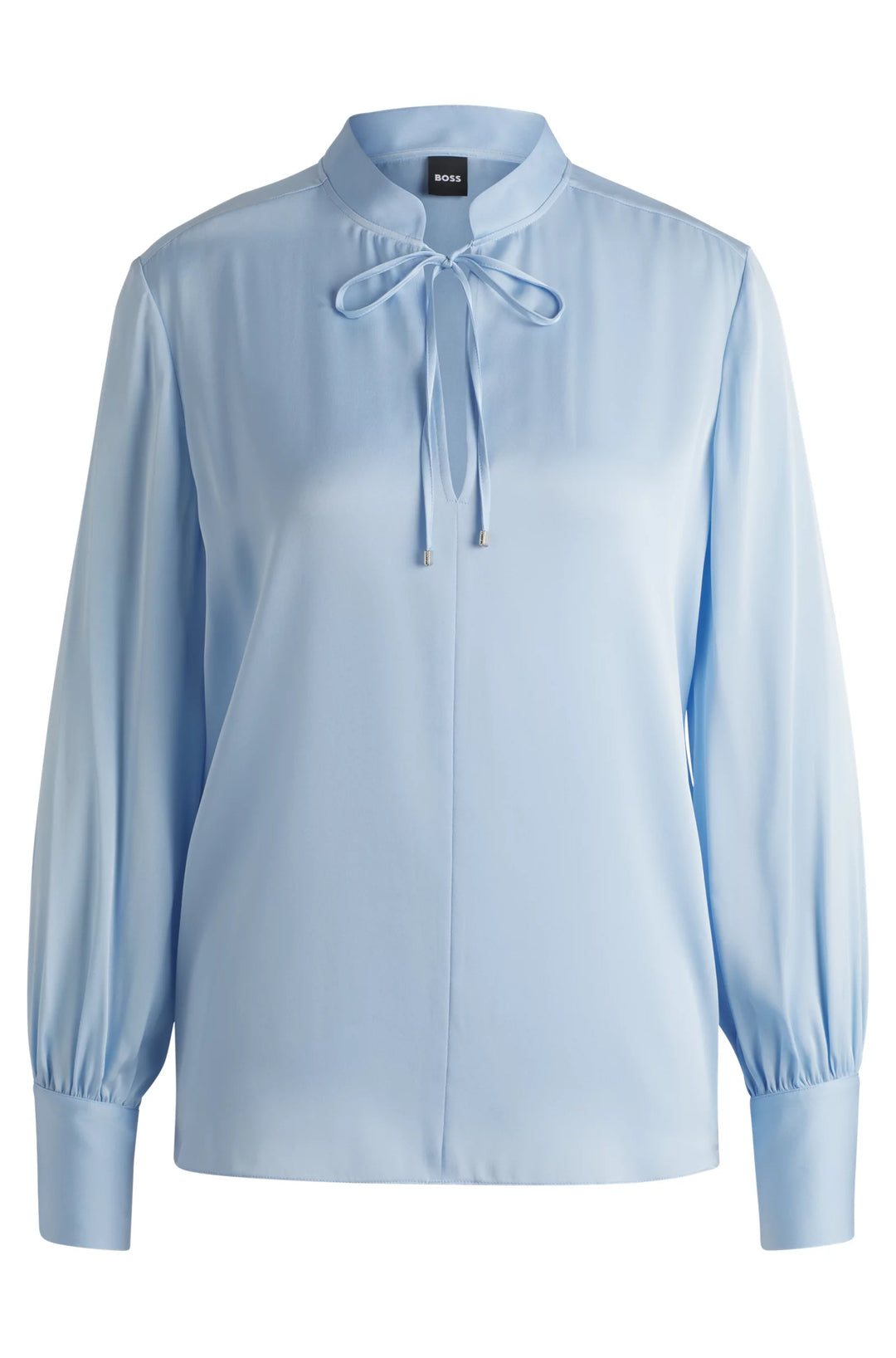 BOSS Relaxed-fit blouse in stretch silk with keyhole neckline