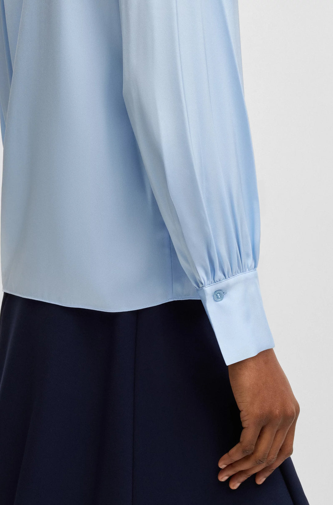 BOSS Relaxed-fit blouse in stretch silk with keyhole neckline