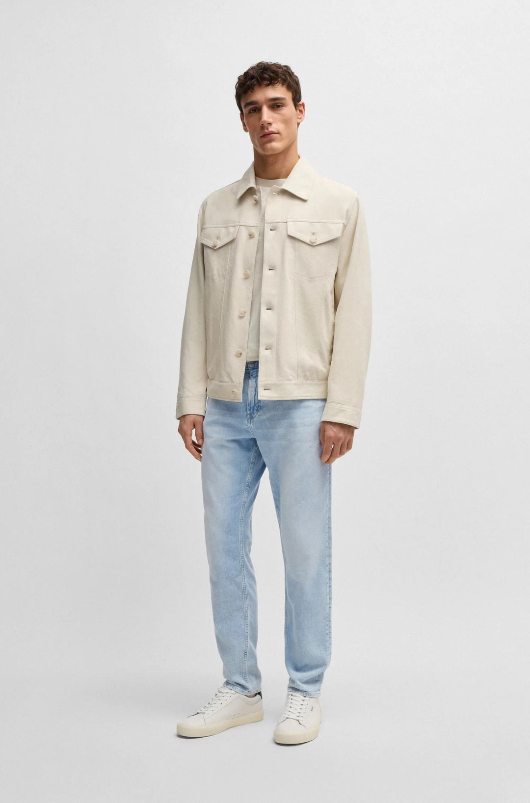 Boss Maine regular-fit jeans in blue mechanical-stretch denim