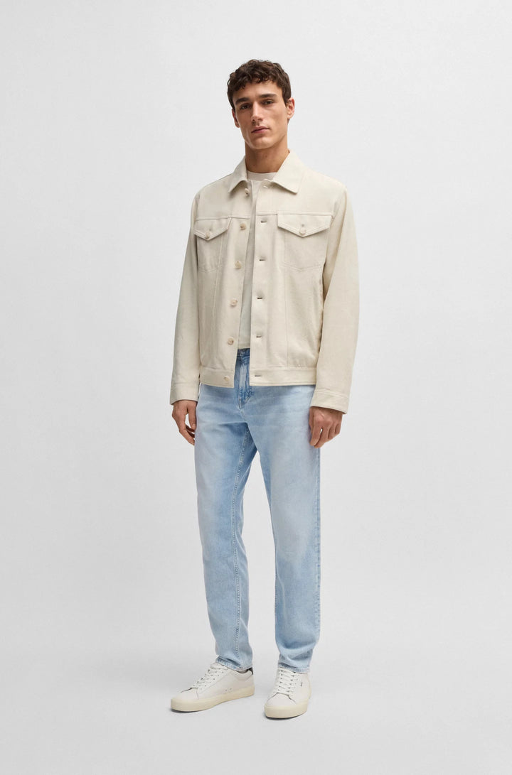 Boss Maine regular-fit jeans in blue mechanical-stretch denim