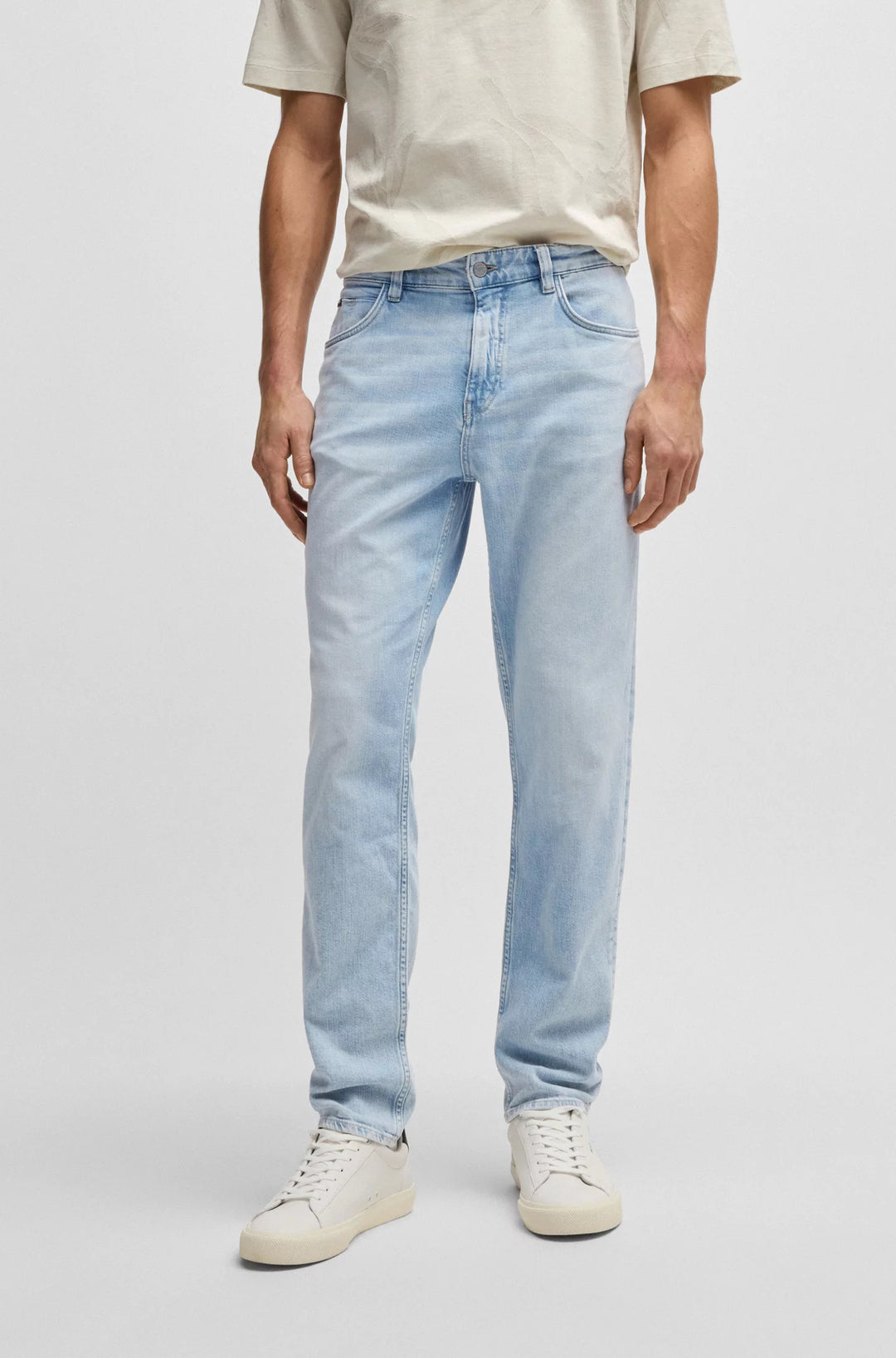 Boss Maine regular-fit jeans in blue mechanical-stretch denim