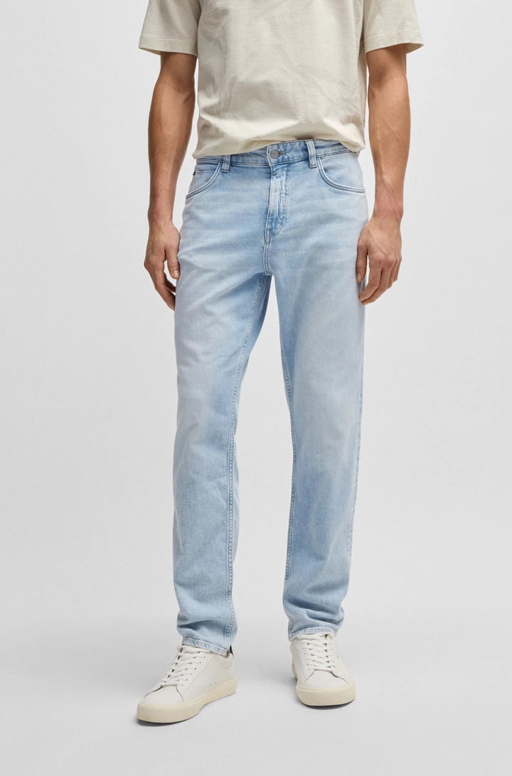 Boss Maine regular-fit jeans in blue mechanical-stretch denim