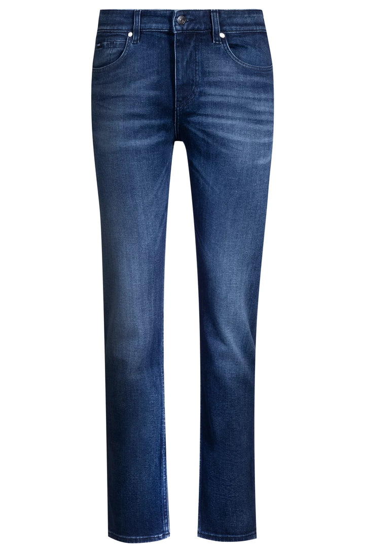 Boss Delaware slim-fit jeans in dark-blue stretch denim