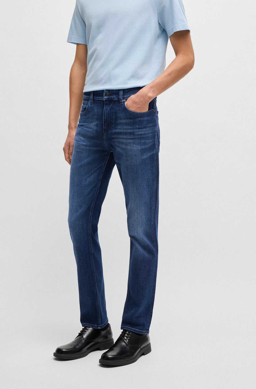 Boss Delaware slim-fit jeans in dark-blue stretch denim