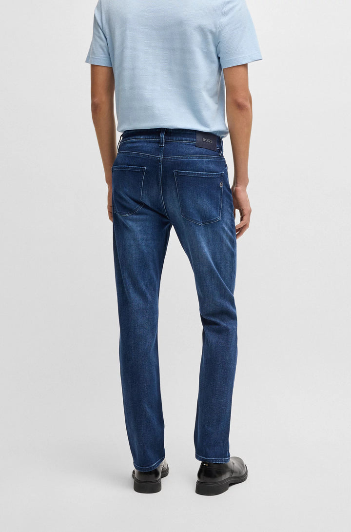 Boss Delaware slim-fit jeans in dark-blue stretch denim