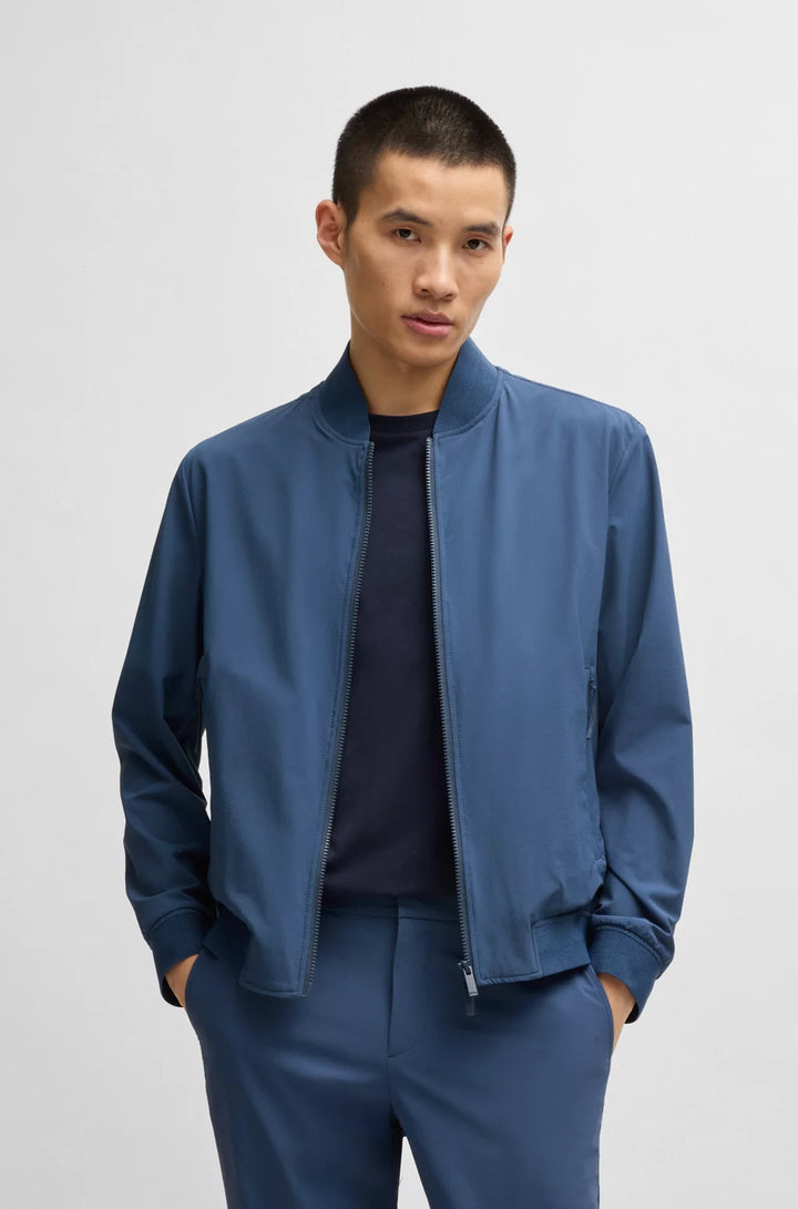BOSS Slim-fit blouson jacket with knitted trims
